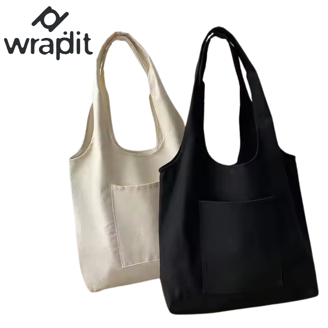 Eco-Friendly Reusable Canvas Tote Bags with Front Pocket – Stylish and Durable Cotton Shopping Bags for Daily Use, Sustainable Fashion for Groceries, Travel, and Gifts