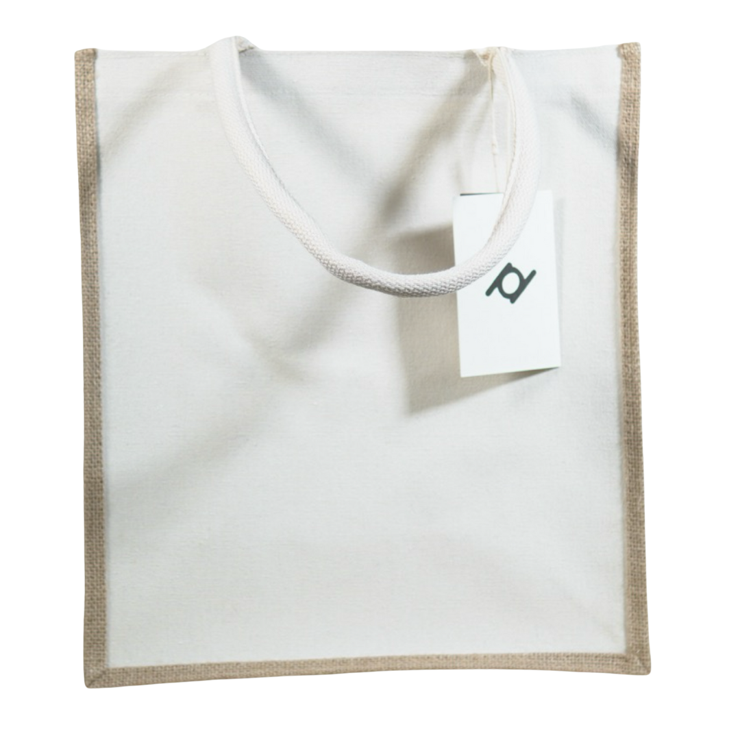 Wrapdit's Eco-Friendly Jute & Canvas Tote Bag – Reusable Shopping Bag with Sturdy Handles & Zipper, for Grocery, Work, Travel & Gifting