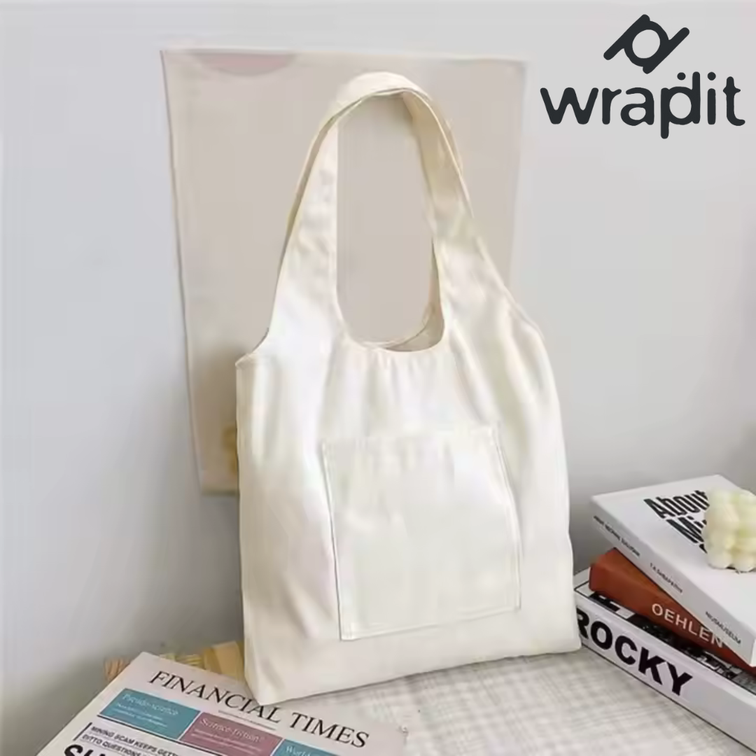 Eco-Friendly Reusable Canvas Tote Bags with Front Pocket – Stylish and Durable Cotton Shopping Bags for Daily Use, Sustainable Fashion for Groceries, Travel, and Gifts