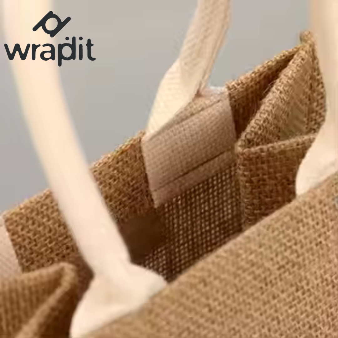 Wrapdit's Eco-Friendly Reusable Jute Bags with Sturdy Cotton Handles β Sustainable Burlap Tote Bags in Multiple Sizes for Shopping, Gifting, and Daily Use β Durable, Biodegradable, and Stylish Design 2| Pack of 2 Bags.