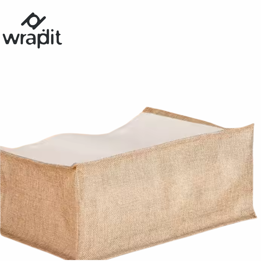 Wrapdit's Eco-Friendly Jute & Canvas Tote Bag – Reusable Shopping Bag with Sturdy Handles & Zipper, for Grocery, Work, Travel & Gifting