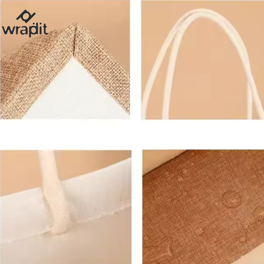 Wrapdit's Eco-Friendly Jute & Canvas Tote Bag – Reusable Shopping Bag with Sturdy Handles & Zipper, for Grocery, Work, Travel & Gifting