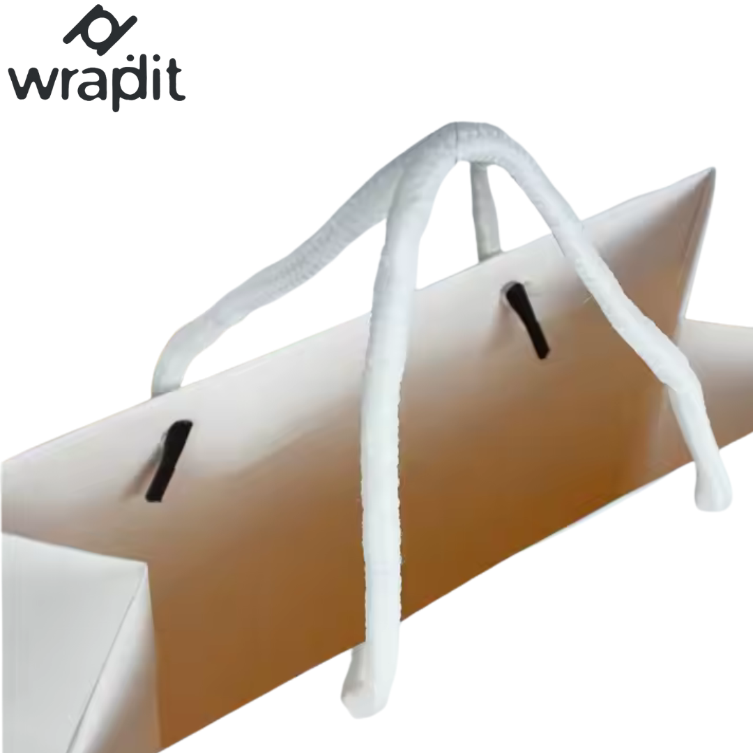 Wrapdit's luxury Matte White Paper Gift Bags with Soft Rope Handles – Sturdy, Reusable, and Elegant for Shopping, Boutiques, Weddings, and Gift Packaging.