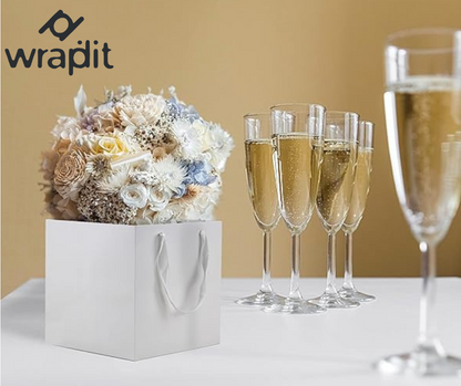 Wrapdit's Premium White Gift Bags with Handles – Sturdy, Biodegradable, and Recyclable Gift Bags for Shopping, Events, and Retail Packaging – Available in Multiple Sizes