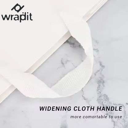 أكياس هدايا ورقية كرافت صديقة للبيئة من Wrapdit بمقابض من الشريط - أكياس تسوق ورقية بيضاء متينة وقابلة لإعادة التدوير لهدايا الحفلات، ورمضان، وحفلات الزفاف، وأعياد الميلاد