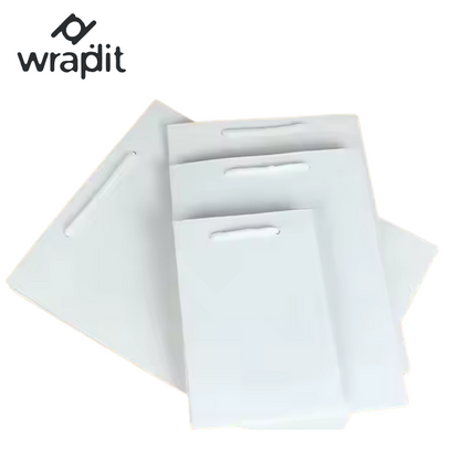 Wrapdit's luxury Matte White Paper Gift Bags with Soft Rope Handles – Sturdy, Reusable, and Elegant for Shopping, Boutiques, Weddings, and Gift Packaging.