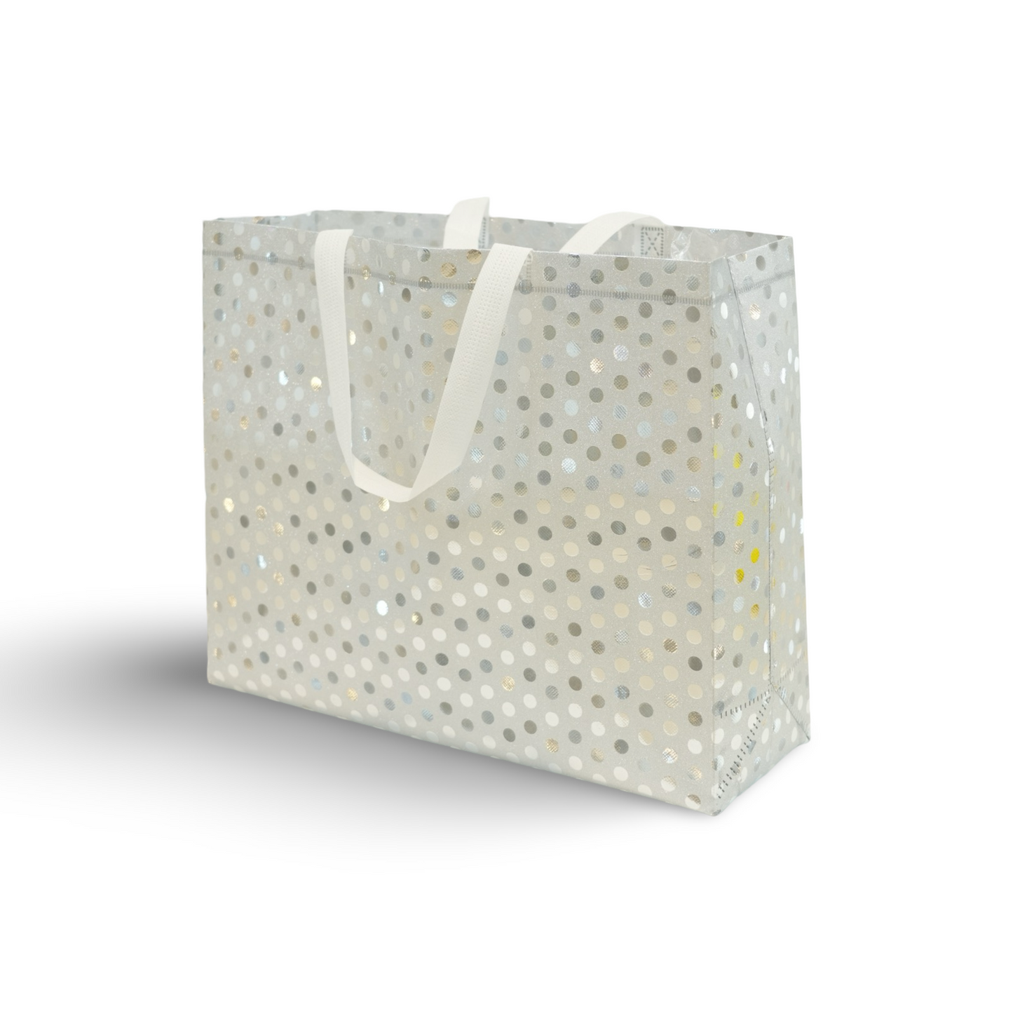 Reusable Silver Polka Dot Non-Woven Bag|| Stylish Eco-Friendly Shopping Bag|| Pack of 12 Bags.