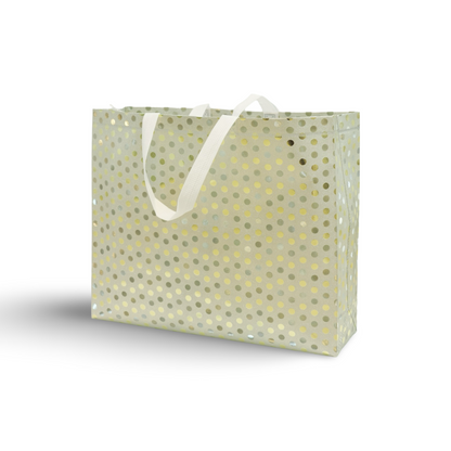 Reusable Silver Polka Dot Non-Woven Bag|| Stylish Eco-Friendly Shopping Bag|| Pack of 12 Bags.