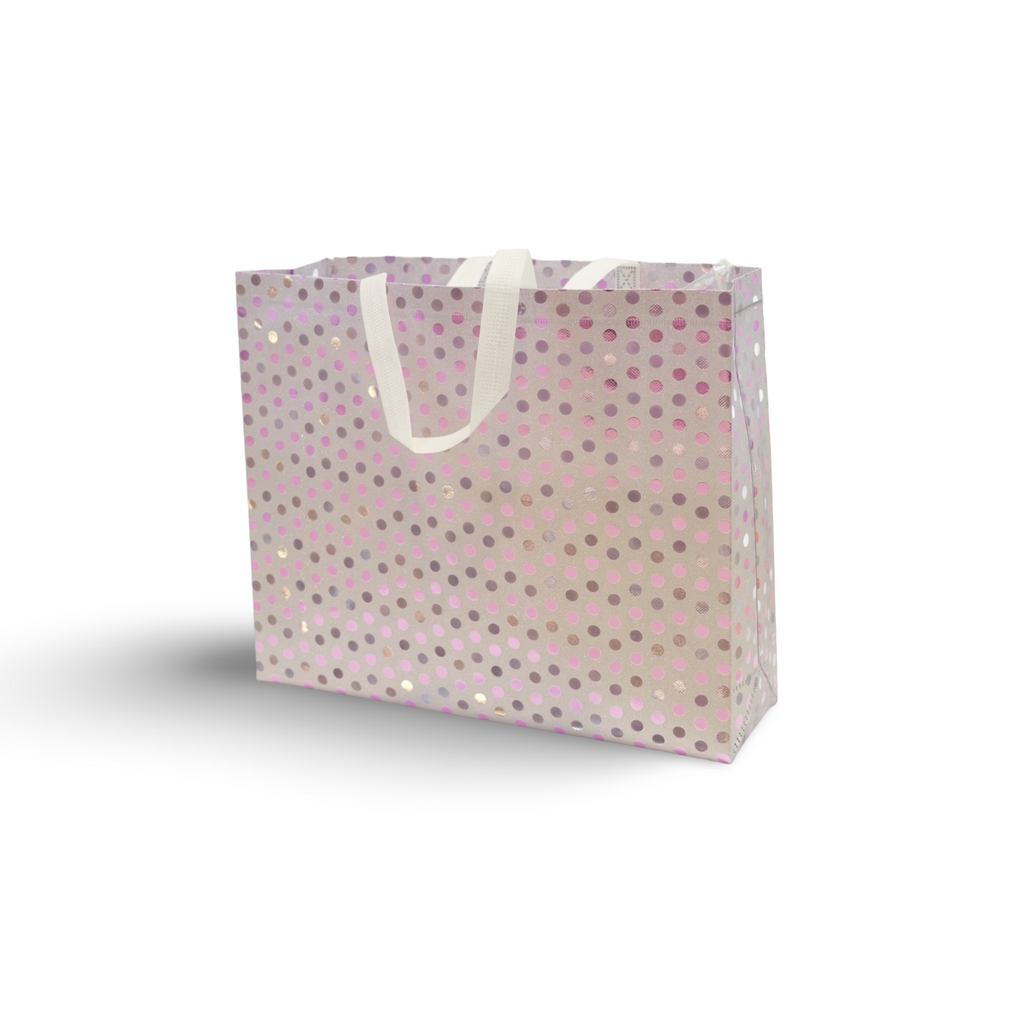 Reusable Silver Polka Dot Non-Woven Bag|| Stylish Eco-Friendly Shopping Bag|| Pack of 12 Bags.