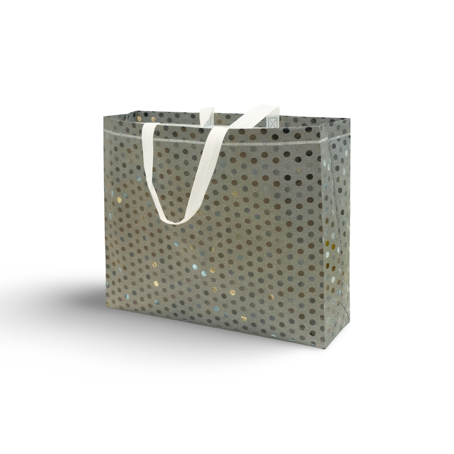 Reusable Silver Polka Dot Non-Woven Bag|| Stylish Eco-Friendly Shopping Bag|| Pack of 12 Bags.